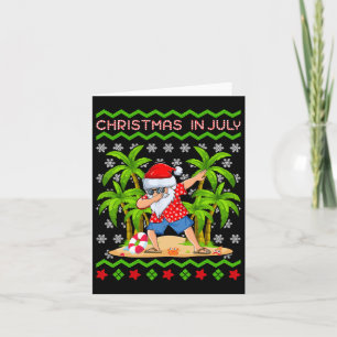 Hawaiian Xmas Dab Palm Tree Dabbing Santa Christma Kaart