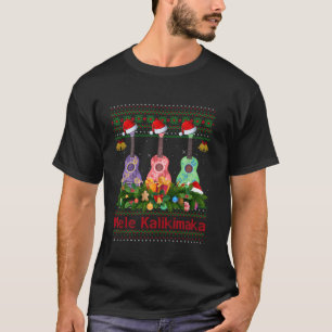 Hawaiian Xmas Ugly Mele Kalikimaka Ukulele Guitar T-shirt