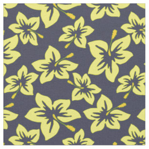 Hawaiian Yellow Hibiscus Floral print fabric Stof
