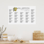 Hawaiian Yellow Plumeria Seating Chart Poster (Keuken)