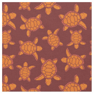 Hawaiian Zee Schildpad Sinaasappel en bruin Aloha Stof