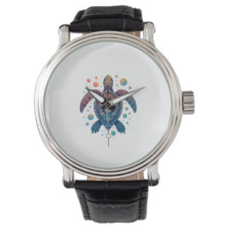 Hawaiian Zee Turtle Stropdas-Dye Hawaii Vacation B Horloge