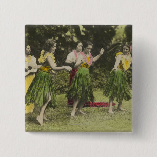 HawaiiHula dansers in ColorHawaii Vierkante Button 5,1 Cm