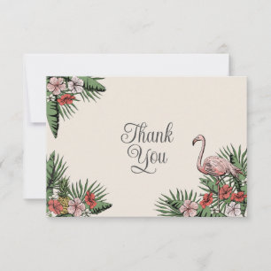 Hawaiische Flamingo & Hibiscus Ivoor Bedankt
