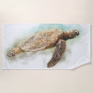 Hawaiitisch Zee Turtle Realistische Waterverf Strandlaken