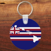 Hawaiitische vlag op eilanden sleutelhanger (Voorkant)