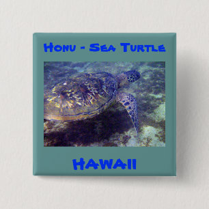 Hawaiitische zeeen schildpadden vierkante button 5,1 cm