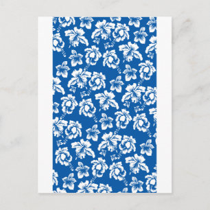 Hawiian Blue Flower Pattern Briefkaart