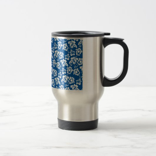 Hawiian Blue Flower Pattern Reisbeker (Rechts)