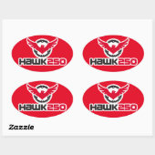 Hawk 250 Logo rode achtergrond ovale Sticker (Vel)