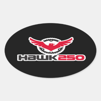 Hawk 250 Logo zwarte achtergrond ovale Sticker