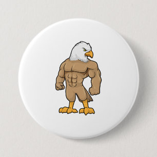 Hawk als Bodybuilder met Six pack Ronde Button 7,6 Cm