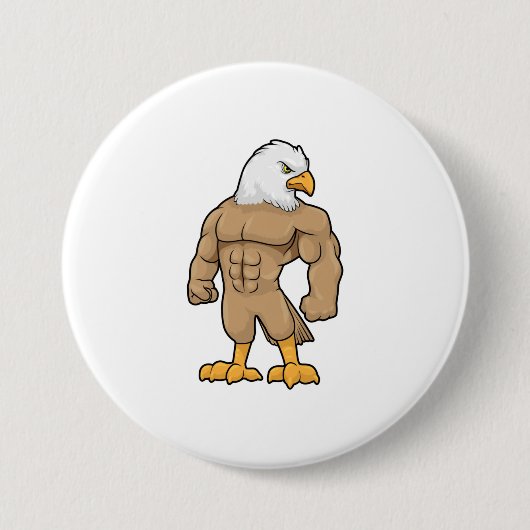 Hawk als Bodybuilder met Six pack Ronde Button 7,6 Cm (Voorkant)