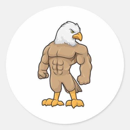 Hawk als Bodybuilder met Six pack Ronde Sticker (Voorkant)