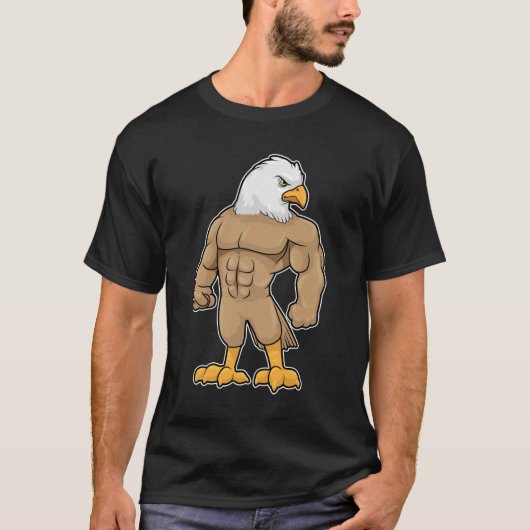 Hawk als Bodybuilder met Six pack T-shirt (Voorkant)