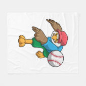 Hawk bij Baseball met honkbalknuppel Fleece Deken (Voorkant (Horizontaal))