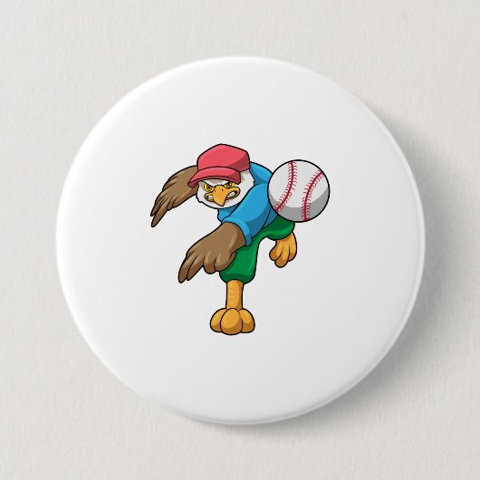 Hawk bij Baseball met honkbalknuppel Ronde Button 7,6 Cm (Voorkant)