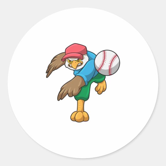 Hawk bij Baseball met honkbalknuppel Ronde Sticker (Voorkant)