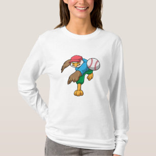 Hawk bij Baseball met honkbalknuppel T-shirt
