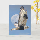 Hawk en Moon Wenskaart Kaart (Gele Bloem)