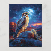 Hawk in the Desert Under a Full Moon Briefkaart (Voorkant)