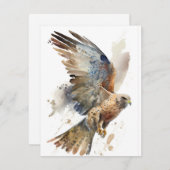 Hawk in Waterverf Feestdagenkaart (Voorkant / Achterkant)