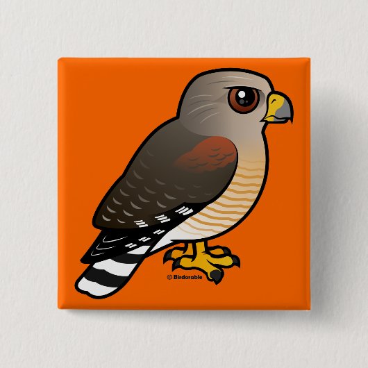 Hawk met rode schouders vierkante button 5,1 cm (Voorkant)