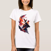 Hawk op Abstracte Waterverf Landschap T-shirt (Voorkant)