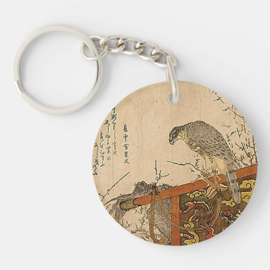 Hawk op Screen Perch Sleutelhanger (Voorkant)