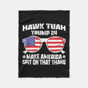 Hawk Tuah Funny Viral Humor Meme Video Meisje 24 T Fleece Deken