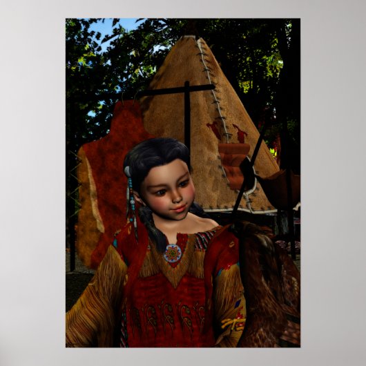 Hawk Whisper Native Girl & Hawk Poster (Voorkant)