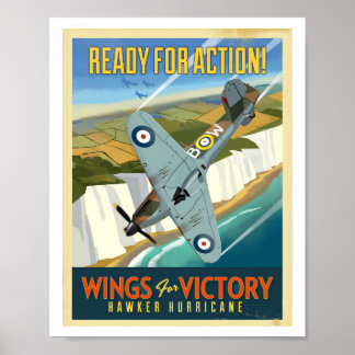 Hawker Hurricane over de kliffen van Dover Poster