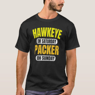 Hawkeye op zaterdag Packer op zondag Green Bay Vin T-shirt