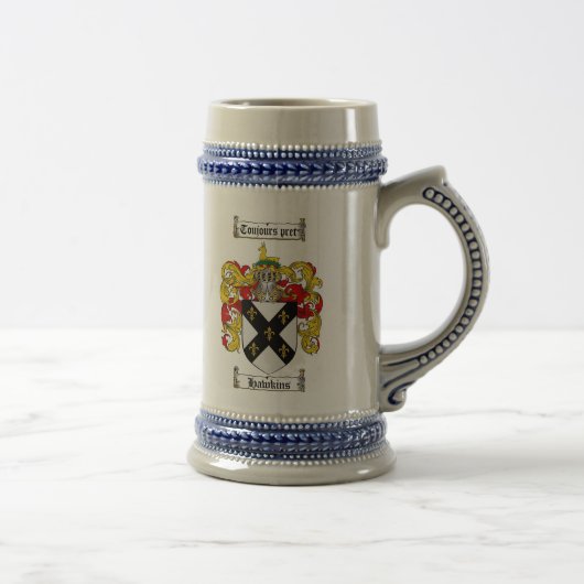 Hawkins Coat of Arms Stein / Hawkins Crest Stein Bierpul (Rechts)