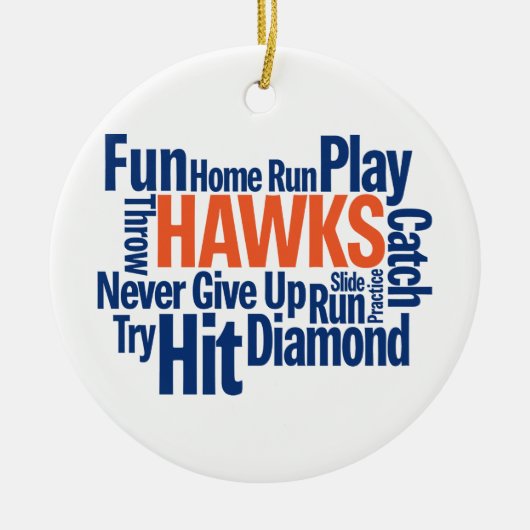Hawks Baseball Keramisch Ornament (Voorkant)