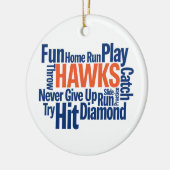 Hawks Baseball Keramisch Ornament (Links)