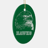 Hawks op Green Oval Keramisch Ornament (Rechts)