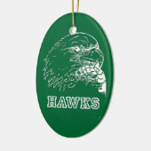 Hawks op Green Oval Keramisch Ornament (Links)