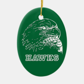 Hawks op Green Oval Keramisch Ornament