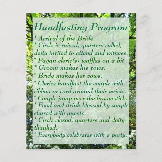 Hawthorn & Oak Handfasting Program met notities (Achterkant)