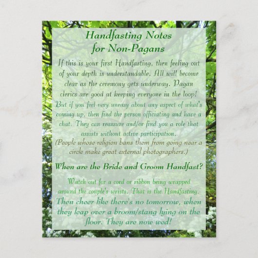 Hawthorn & Oak Handfasting Program met notities (Voorkant)