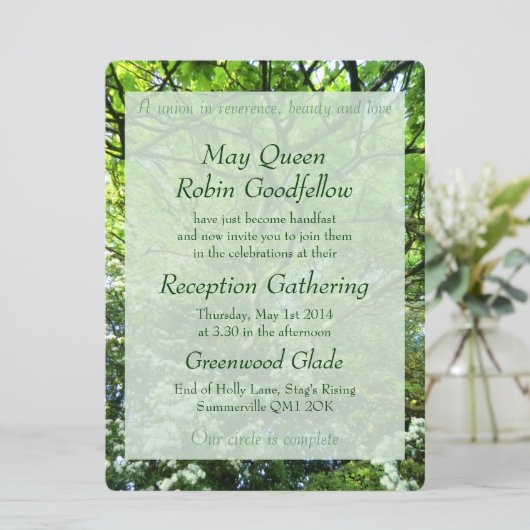 Hawthorn & Oak Handfasting Reception Uitnodiging (Staand voorkant)