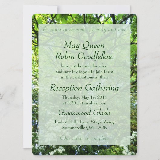 Hawthorn & Oak Handfasting Reception Uitnodiging (Voorkant)