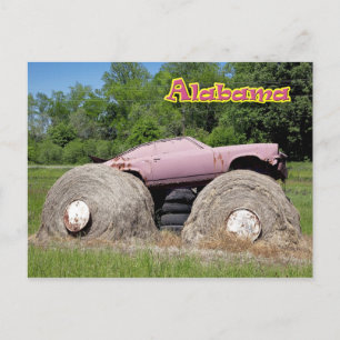 Hay Bale Art - Roze Monster Truck Briefkaart