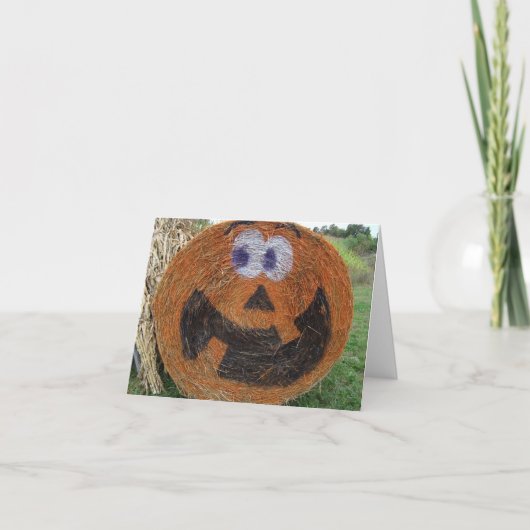 Hay Barrel Pumpkin Halloween Card Kaart (Voorkant)