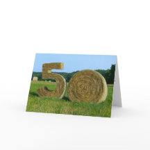 "Hay ! Bonne 50ème !" Carte de voeux avec Hay Bale