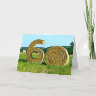 Hay ! Bonne 60ème !" Carte de voeux avec Hay Bales