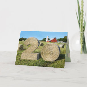 "Hay! Gelukkig 20ste!" wenskaart met Hay Bales Kaart