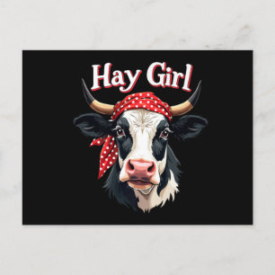 Hay Girl Farmer Funny Cattle Koe Boerderij Lovers Briefkaart