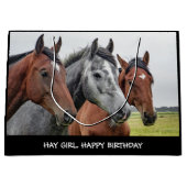 Hay Girl Happy Birthday Horse Large Gift Bag Groot Cadeauzakje (Voorkant)